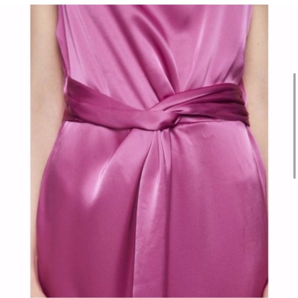 Nanushka Satin Knot-Waist Midi Dress in Fuchsia - Picture 6 of 13